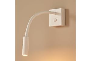 B·LED BARCELONA LED BARCELONA LED - Applique Murale LED Flexible pour Lecture Hale 3W avec Interrupteur Intégré, Lumière Blanc Chaud 2800K, Spot Orientable avec Bras Flexo, Applique Murale Intérieure Moderne pour Chambre