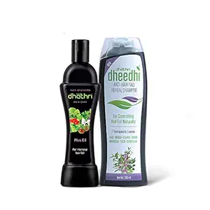 Dhathri Hair Care Plus Herbal Oil | Ayurvedic hair oil for intense hair fall problems- 100 ml & Dhathri Dheedhi Anti-Hairfall Shampoo 200ml | Reduce hair fall | 100% natural Shampoo for men and women