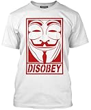 Disobey Anonymous Halloween Guy Fawkes HotScamp Premium Mask Mens White T-Shirt Top