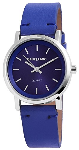Excellanc Analog Damenuhr, Leder, Ø 34 mm Blau - 195023000204 Excellanc Analog Damenuhr, Leder, Ø 34 mm Blau - 195023000204