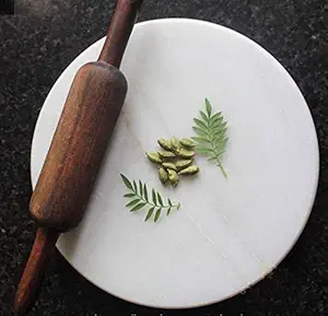 Thikariyas Chakla | Pure White Marble Roti Roller Rolling Board | Roti Maker| Roti Maker | Phulka Maker | Rolling Pin Board or Round Board | Chapati Maker chakla for Home & Kitchen