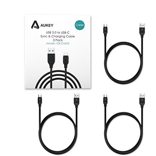 AUKEY USB C Kabel auf USB 3.0 1M * 3 Type C Datenkabel Ladekabel für Type C Geräte wie MacBook Pro 2016, Samsung Galaxy S8, Google Chromebook Pixel usw. Schwarz - 9