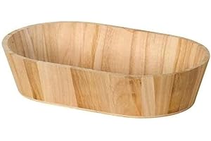 Artemio Corbeille en Bois Ovale, Bois, Beige, 28 x 6 x 18 cm