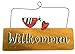 Produktbild Türschild "Willkommen" oder "Welcome" aus Holz Vogel oder Schnecke  2 verschiedene Varianten zur AUSWAHL  toller Hingucker für das ganze Jahr Frühling Sommer Garten Kranz Türkranz (Auswahl Türschild "Willkommen" gelb)