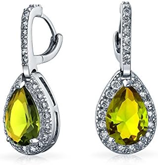 Bling JewelryBridal Jewelry Set 7-15 CT Vintage Style Halo Cubic Zirconia AAA CZ Huggie Pierced Snap Drop Teardrop Screw Back Clip On Earrings For Women Prom Bridesmaid Wedding Gemstone Jewel Colors Silver Gold