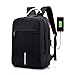 Produktbild KIOio Canvas-Rucksack mit USB-Schnittstelle zum Aufladen, 17-Zoll-Laptop-Rucksack Anti-Diebstahl-College-Tasche (Farbe : Schwarz)