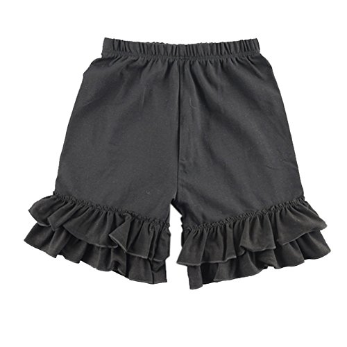 Wennikids Toddler Baby Girls Cotton Double Ruffle Shorts Pants 1-8t -  Black - 