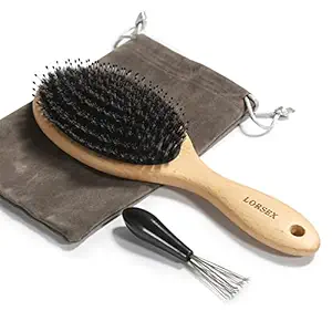 LORSEX Hair Brush, Boar Bristle Detangling Hair Brush for Women Men Kids, for Thin Fine Wet/Dry Hair Smoothing Massaging Detangling