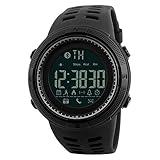 Herren Digital Armbanduhr, Sport Wasserdicht Armbanduhr Military Casual Elektronischer Uhren mit Alarm Kalender Stoppuhr - Schwarz