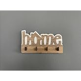 HAPPENS Home Ahşap Duvar Dekoru Anahtar Askısı Dekoratif Anahtar Askılığı Hediyelik (17x9cm) (Kahverengi)