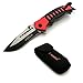 Produktbild *2er Set* handliches 21cm rotes Paracord - Einhandmesser - Klappmesser mit Liner-Lock-System + passender Tasche - Reisemesser - Jagdmesser - Einhandmesser - Kampfmesser - Outdoor - Survival - Messer