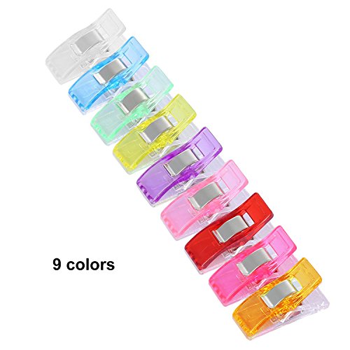 HOOMIL 50 Stück Nähklammern 27 * 11.5 mm Nähen Klammern Zubehör für Nähen, Quilting Clips, Basteln, Häkeln, Klammern, Stricken etc – H3106 (7 Farben) - 2