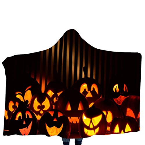 CEFGR Motif de Citrouille D'halloween Couverture à Capuche Châle Couverture de Maison Couverture Pour Enfants Châle à Capuche Echarpe Serpentard Harry Potter