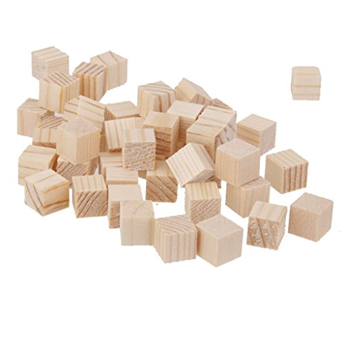 50Pcs Holz Basteln Holzwürfel Spielsteine Bastelmaterial Holz Quadrat Würfel - 3