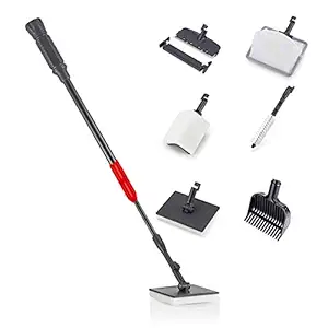 capetsma 6-in-1 Aquarium Cleaning kit, Fish Tank Cleaner Set, Including Algae Scraper, Sponge Pad, Fish Net, Gravel Rake and Cleaning Brush, can Reach 32? Depth with The Telescopic Handle
