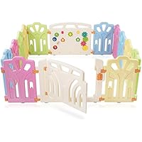 Baby Vivo Laufgitter Laufstall Baby Absperrgitter Krabbelgitter mit Tür - Zusatzpaket - Betteinlage - erweiterbar aus Kunststoff