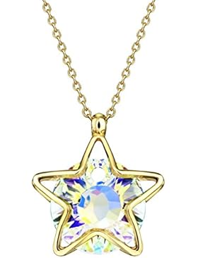 ❤Valentinstagsgeschenke❤ 14 K Gold Halskette mit Swarovski Elements Kristall Stern Weiß Kugel Glänzend Neoglory...