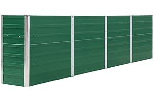 vidaXL Jardinera de Jardín Macetero Caja para Plantar Plantas Macetas de Patio Exterior Acero Galvanizado Verde 320x40x77cm