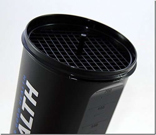 Doppelpack Eiweiß Shaker schwarz 4G Health + Schlagsieb – Eiweißshaker – Mixer – Cocktailshaker (schwarz, 2x 700ml) - 2