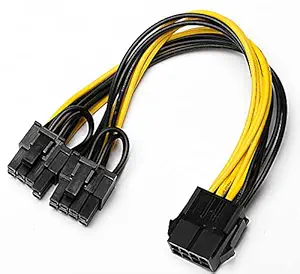 Jack and Rex | 8-Pin Female to 2(6+2) Pin Male Pin : 8Pin Female PCIe to 2 PCIe 8Pin (6P+2P) Male Power Cable, PCIE Splitter Graphics GPU Graphics Video Card Wire 20cm -18 AWG for Mining/Gaming