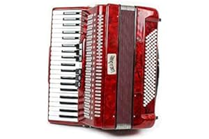 Luke & Daniel - fisarmonica con valigia e tracolla (120 BASSI / 7 REGISTRI(ACUTI) + 2 REGISTRI(BASSI), ROSSO)