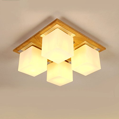 Preisvergleich Produktbild Europäische moderne einfache LED-Deckenlampe Japanische kreative feste hölzerne Schlafzimmer-Lichter ( Size : Four heads )
