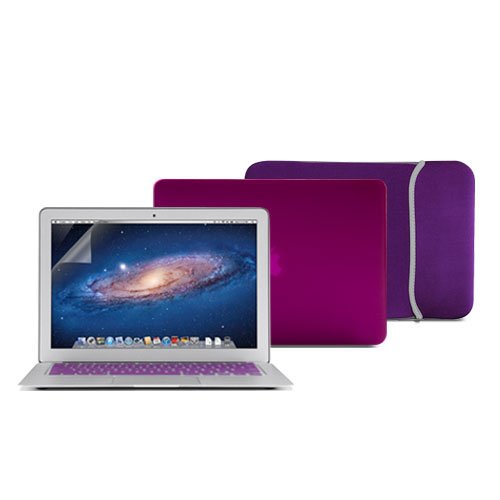 GMYLE Dunkel Lila 4 in 1 Hülle Tasche für Macbook Air 13 Zoll - Weicher Transportbeutel - Tastatur-Abdeckung (US Layout) - Schutzfolie für den Bildschirm