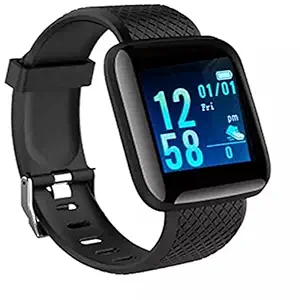 HUG PUPPY Fitness Band, 1.1-inch Color Display, USB Charging, 3 Days Battery Life, Activity Tracker, Men?s and Women?s Health Tracking (Black)