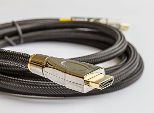 Python Series High-Speed-HDMI Anschlusskabel mit Ethernet – 4K2K / UHD / Ultra HD / Full HD – einseitig gewinkelt – OFC, 3D-Unterstützung, Dreifachschirmung, Nylongeflecht, schwarz, 2 m - 2