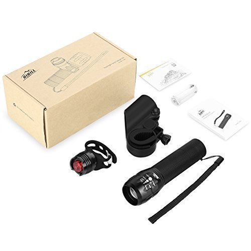 HiHill Fahrradlampen-Set LT-BL1, Fahrrad-Taschenlampe vorne und hinten, Fahrradlicht, 3 Leuchtmodi, Ultra-Helligkeit und wasserdicht, LED-Scheinwerfer und Rücklicht, schwarz - 8