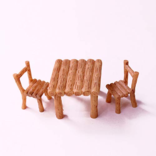 omufipw 3 Teile/Satz Tisch Stuhl Harz Handwerk Micro Landschaft Ornament Fee Garten Miniatur Terrarium Figur Dekoration