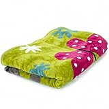 Decke Kinderdecken Schmetterlinge Grün Rosa Butterfly Kuscheldecke Spieldecke, Grösse:155×215 cm - 2