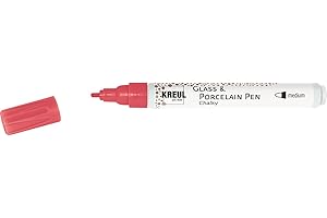 KREUL 16572 - Glass & Porcelain Pen Chalky Cozy Red, formstabile Rundspitze mit Strichstärke 2 - 4 mm, sanft - matte Glas- und Porzellanfarbe mit Kreide Optik, deckend, lichtecht