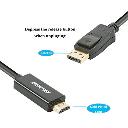 DisplayPort Auf HDMI Kabel, BENFEI 1.8m Display Port (DP) auf HDMI Kabel High Speed inkl. Audio-Übertragung | 1080p | Displayport (Stecker M) zu HDMI (Stecker A) | zertifiziert | Apple und PC - 4