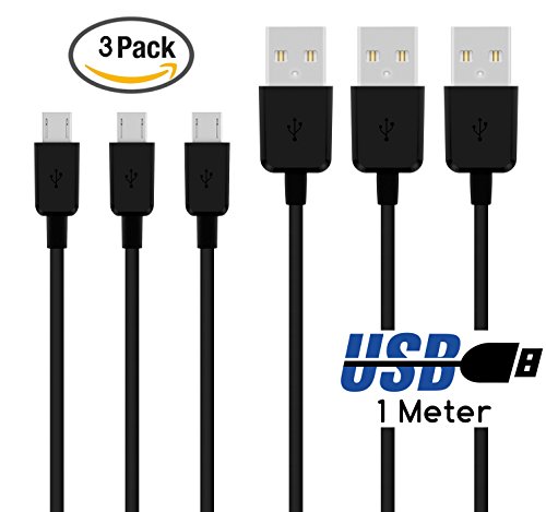 Original COVERLOUNGE - Micro USB Kabel [3-Pack] / Datenkabel / Ladekabel [2.1 A] für alle SONY Smartphones mit Micro USB Anschluss | Farbe: schwarz | Länge: 1 Meter / 1m