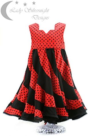 Red with black spots peppermint swirl dress