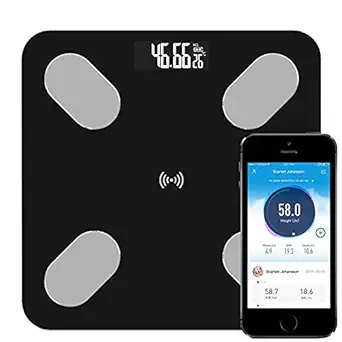 DENHAZARD Body Fat Scale Smart BMI Scale Digital Bathroom Wireless Weight Scale, Body Composition Analyzer with Smartphone App sync with Bluetooth (BLACK SCALE 1)
