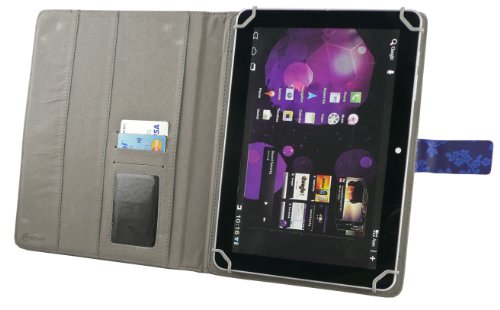 Emartbuy® Blau Eingabestift + Universalbereich Vintage Floral Blau Multi Winkel Folio Executive Case Cover Wallet Hülle Schutzhülle mit Kartensteckplätze Geeignet für Asus Transformer Pad TF303CL 10.1 Zoll - 6