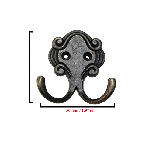 LJY 15 Stücke Octopus Double Prong Robe Haken mit Schrauben Pack Retro Wandmontierte Kleiderbügel über Tür - 4