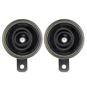 GoMechanic Thunder Automotive Disc Horn 90mm Dia 12V High Tone & Low Tone (HT/LT) With Copper Coil for Passenger Cars & Motorcycles, Set of 2