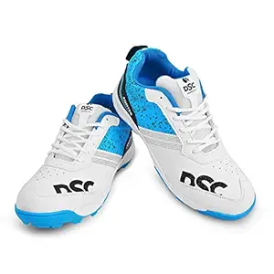 DSC Zooter Cricket Shoe for Men and Boys, Size-8 UK (White-Blue)