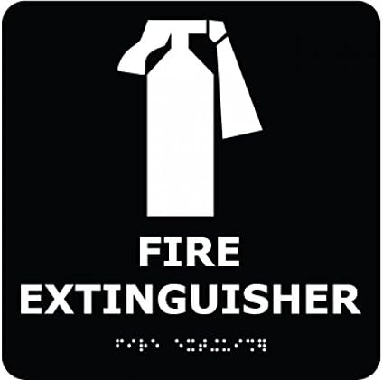 ADA14WBK National Marker ADA BRAILLE Sign, Fire Extinguisher, Black, 8 Inches x 8 Inches