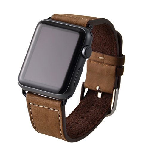 Preisvergleich Produktbild VAPIAO Apple Watch 42mm Lederarmband für Series 1 / Series 2 / Series 3 in braun