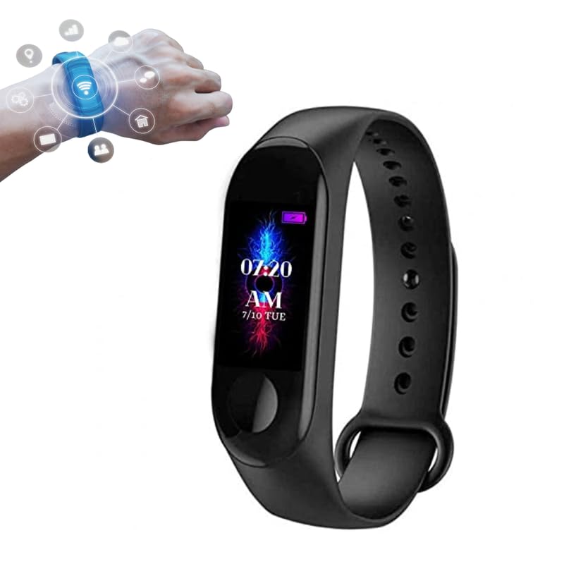 Drumstone ðŸ­ðŸ“-ð˜ðžðšð« ð–ðšð«ð«ðšð§ð­ð² - M3 Bluetooth Health Wrist Smart Band | Activity Tracker, Fitness Monitoring, Heart Rate, Sleep & Step Tracking for Smartphones | Gift for Fitness Enthusiasts