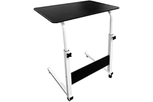 Acomoda Textil - Mesa Escritorio con Ruedas para Trabajar y Estudiar. Mesa Auxiliar Ajustable Multiusos para Dormitorio Salón y Cocina 40x60x65-89 cm (Negro)