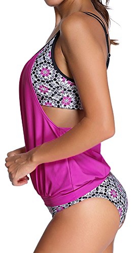 Bettydom Frauen schoene Tankini Zweiteilig Schwimmanzug Streifen Bademode Damen Strandmode Bikini Set - 3