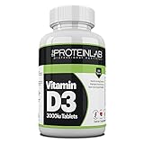 Vitamin D3 365 Tablets (Full Year Supply) 3000iU Vitamin D3 Supplement, High Absorption Cholecalciferol by The Protein Lab