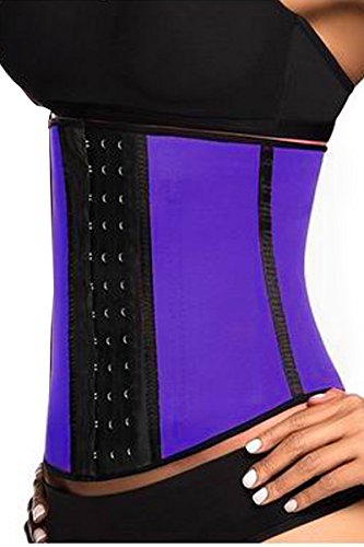 Purple Steel Boned Latex Waist Cincher (Medium)