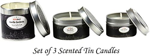 Set of 3 Luxury Tin Candles in Refreshing Floral Scents โ Soy Wax Candles, Exotic Fragrances from Natural Oils, Individually Gift Packed Tins (Pack of 3 Tin Candles)