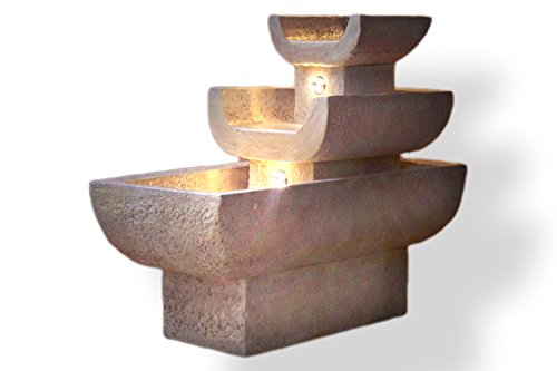 Zimmerbrunnen mit LED Beleuchtung angenehm leise Tischbrunnen Luftbefeuchter Springbrunnen Mediterran